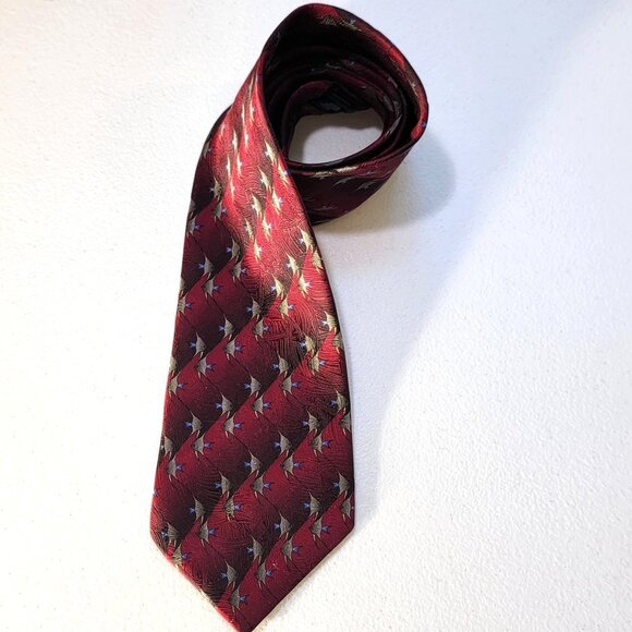 The Nature Conservancy Angelfish Mens Silk Dress Tie Red Fishing Beach 59X4 - Picture 3 of 8